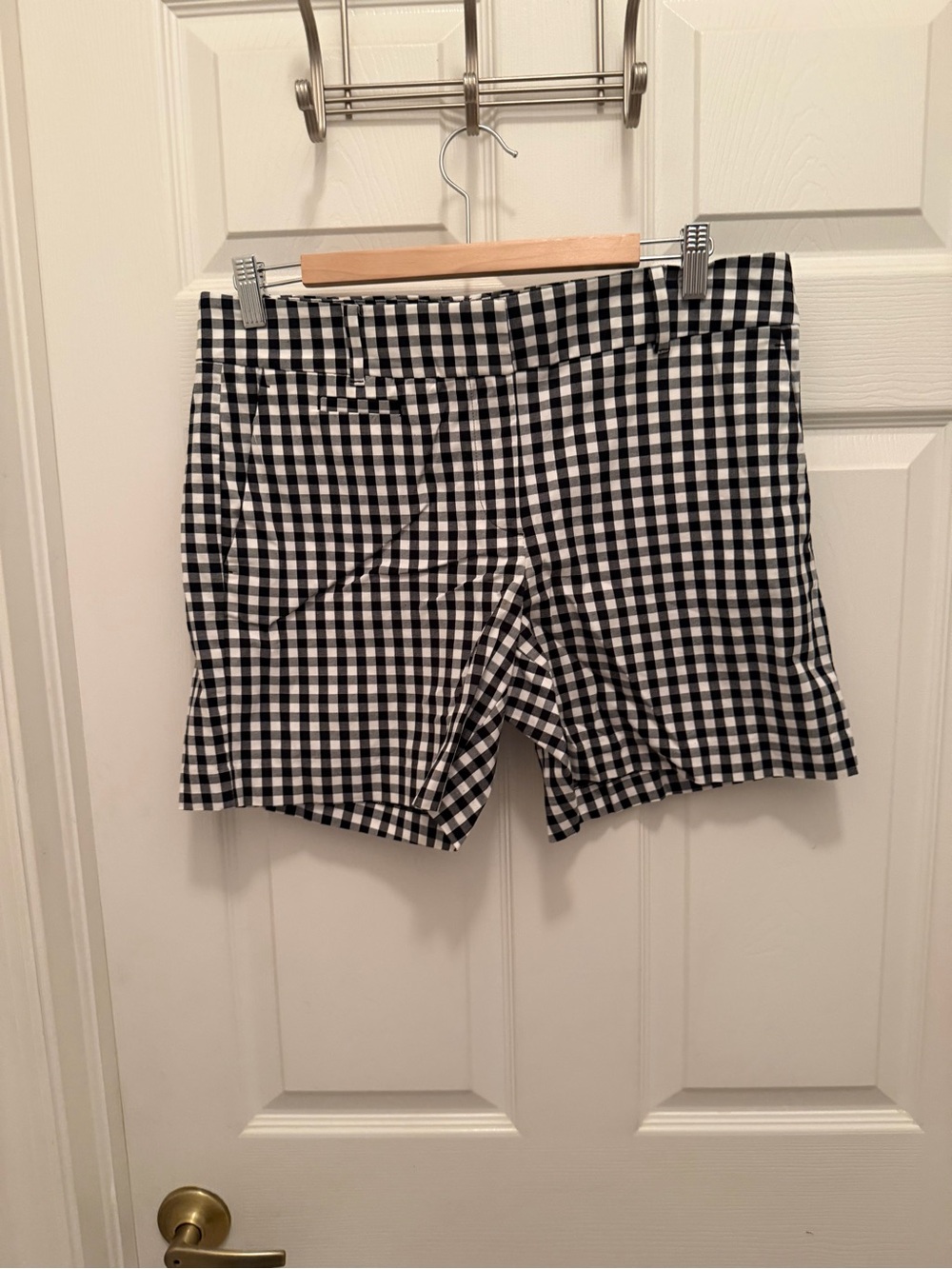 Ann Taylor Black and White Gingham High-Waist Shorts